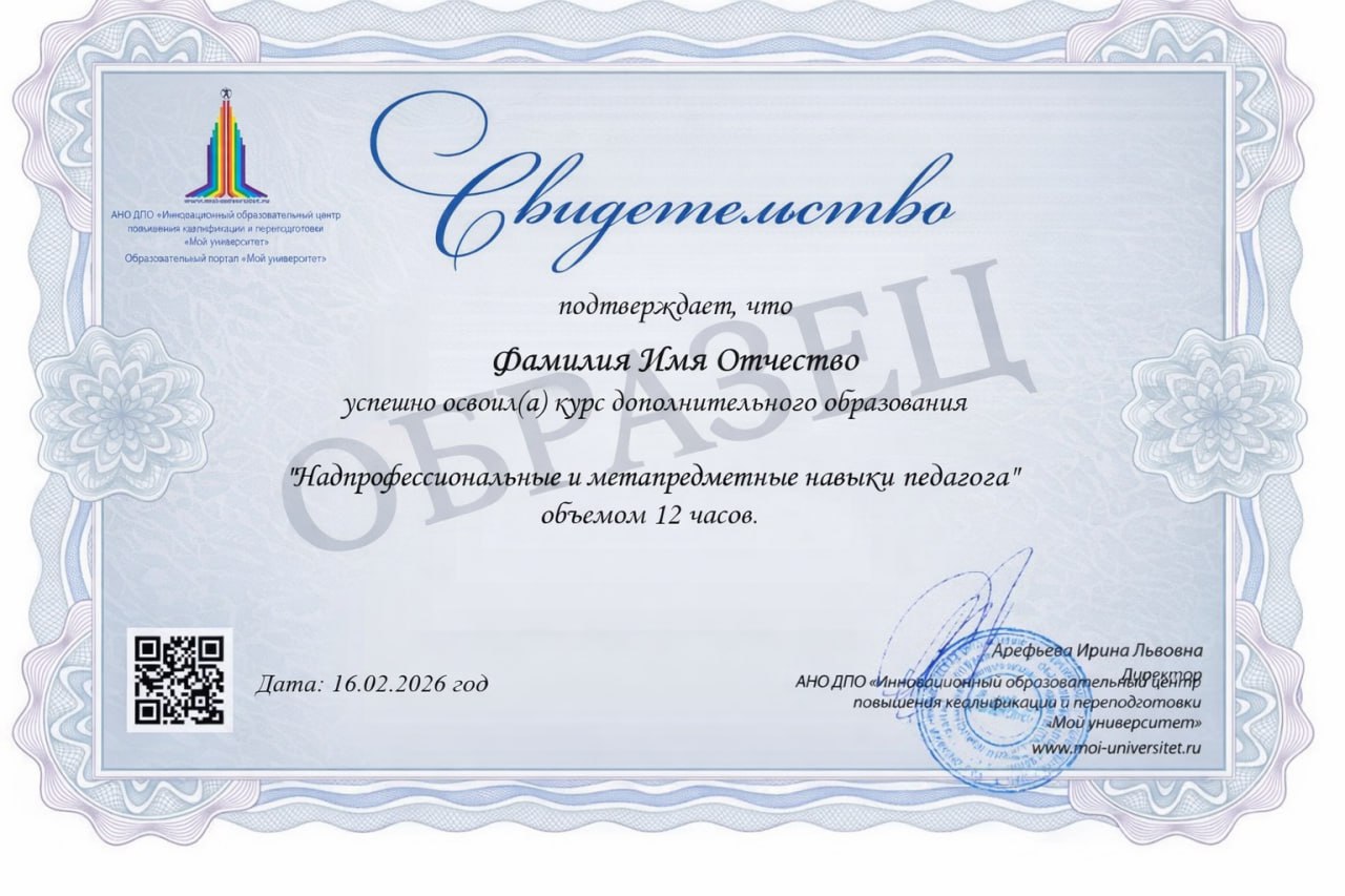 Свидетельство Моего университета